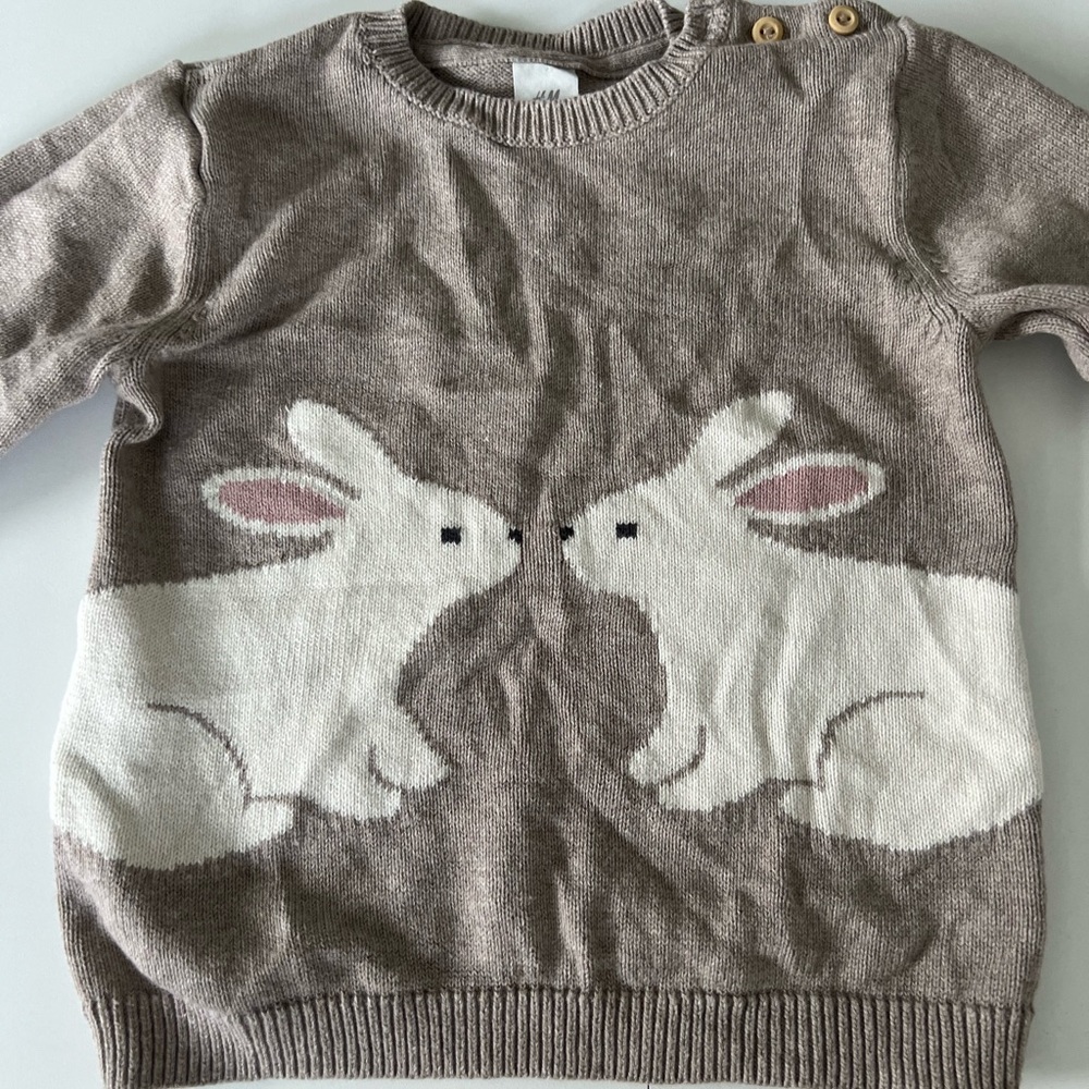 100% cotton H&M Kids Easter Bunny Tan Sweater 18M